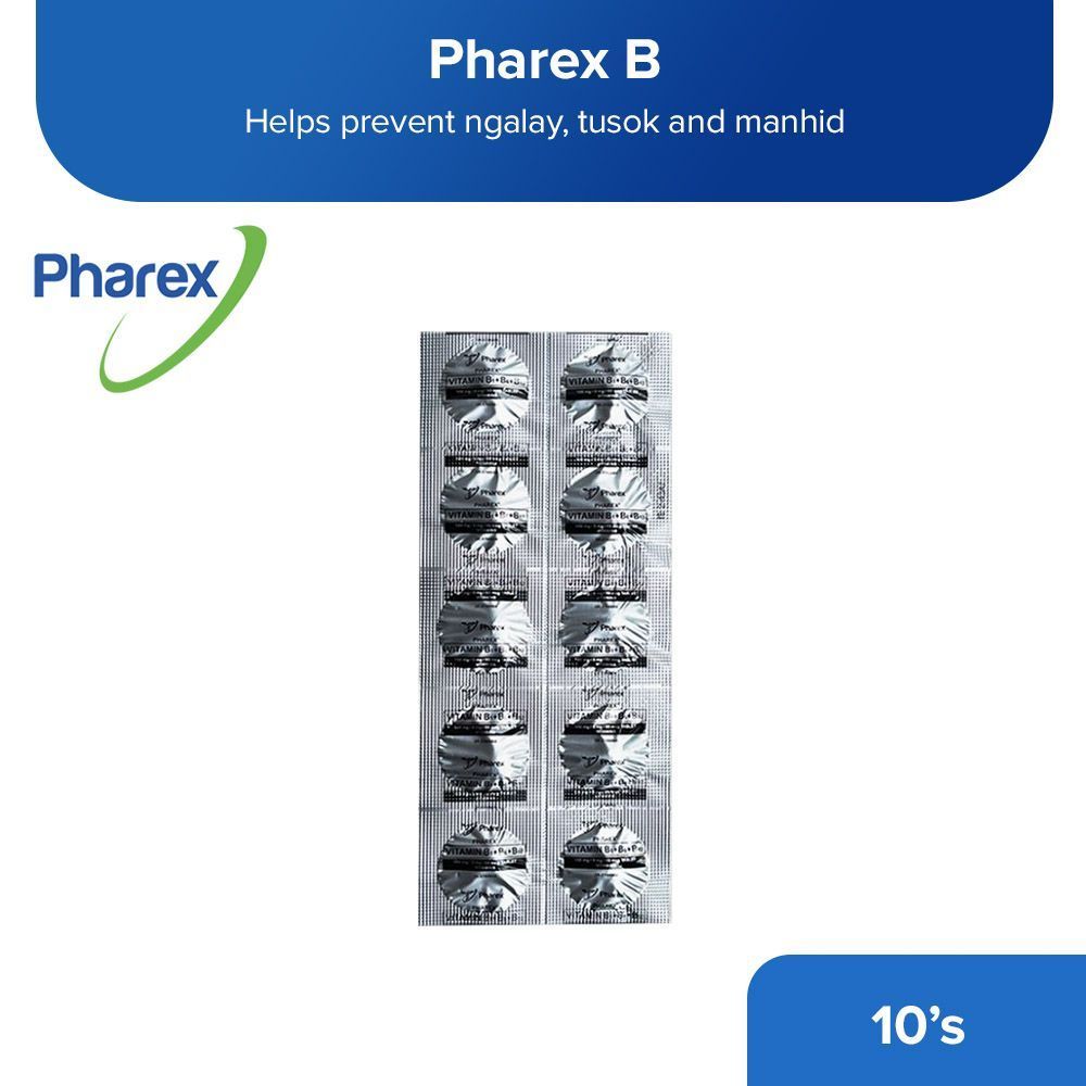 Pharex 10 Tablets, Vitamin B1+B6+B12 For vitamin B