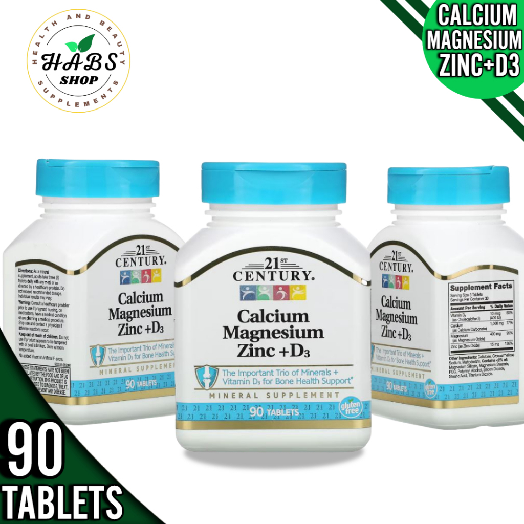 21st Century, Calcium Magnesium Zinc + D3, 90 Tablets | Shopee Malaysia