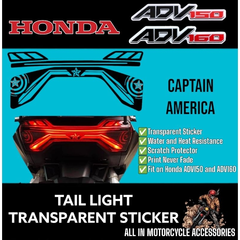 Honda Adv 150 and Adv 160 Tail Light Transparent Sticker / Adv160 and ...