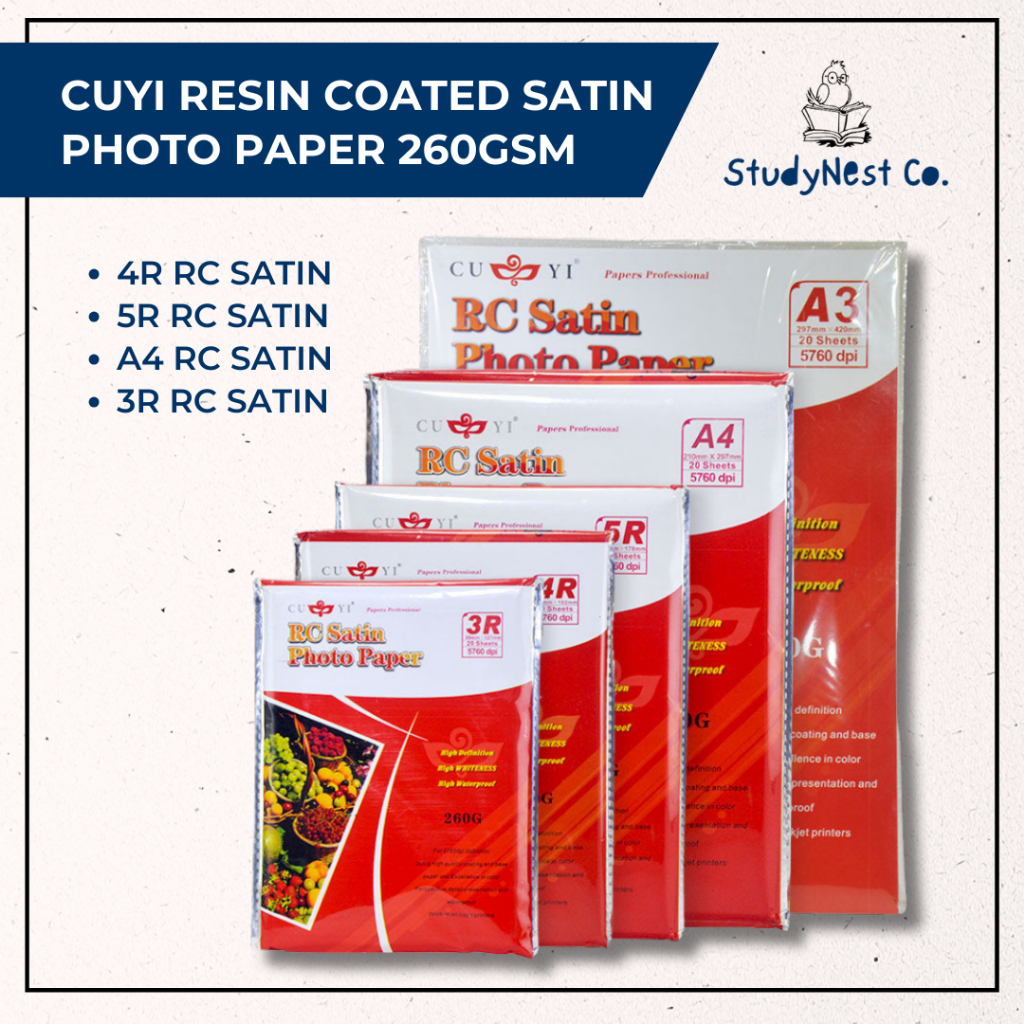 StudyNestCo | Cuyi Resin Coated Satin Photo Paper 260gsm - 3R/4R/5R/A4 ...