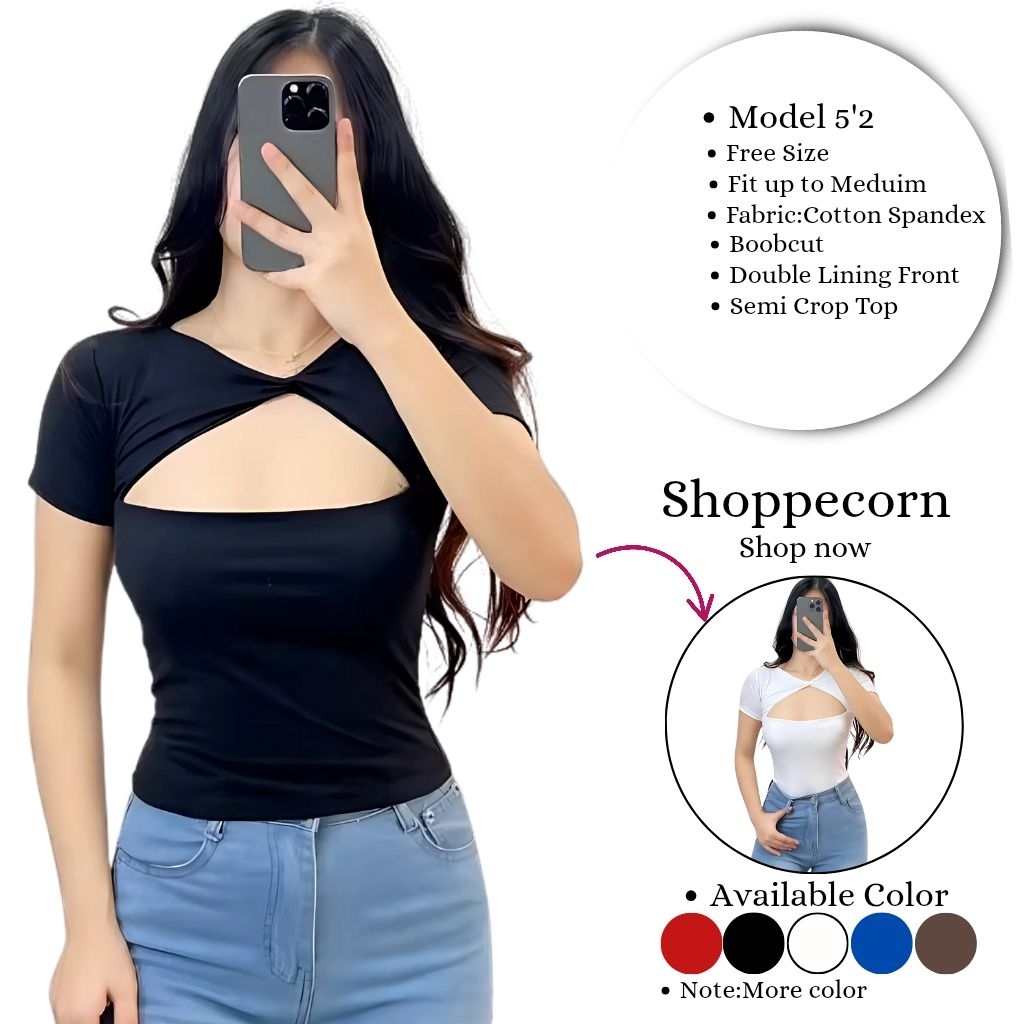 Kiara Double Lining Boobcut Style Top Soft Cotton Spandex Fits Small ...