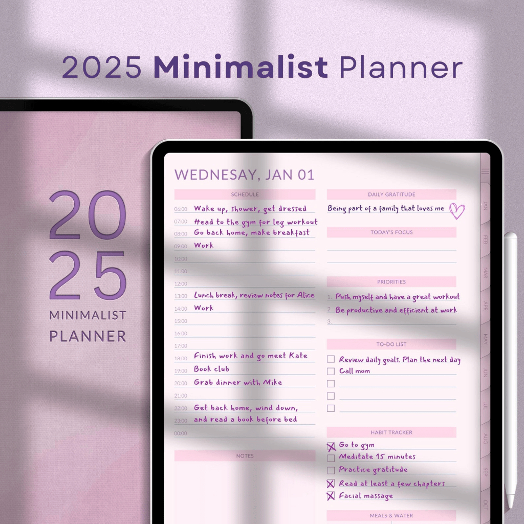 2025 Digital Planner, Minimalist 2025 Digital Planner, Daily, Weekly ...