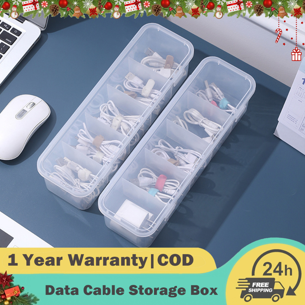 5 Grids Data Cable Storage Box Power Charger Desktop Cable Unwinder ...