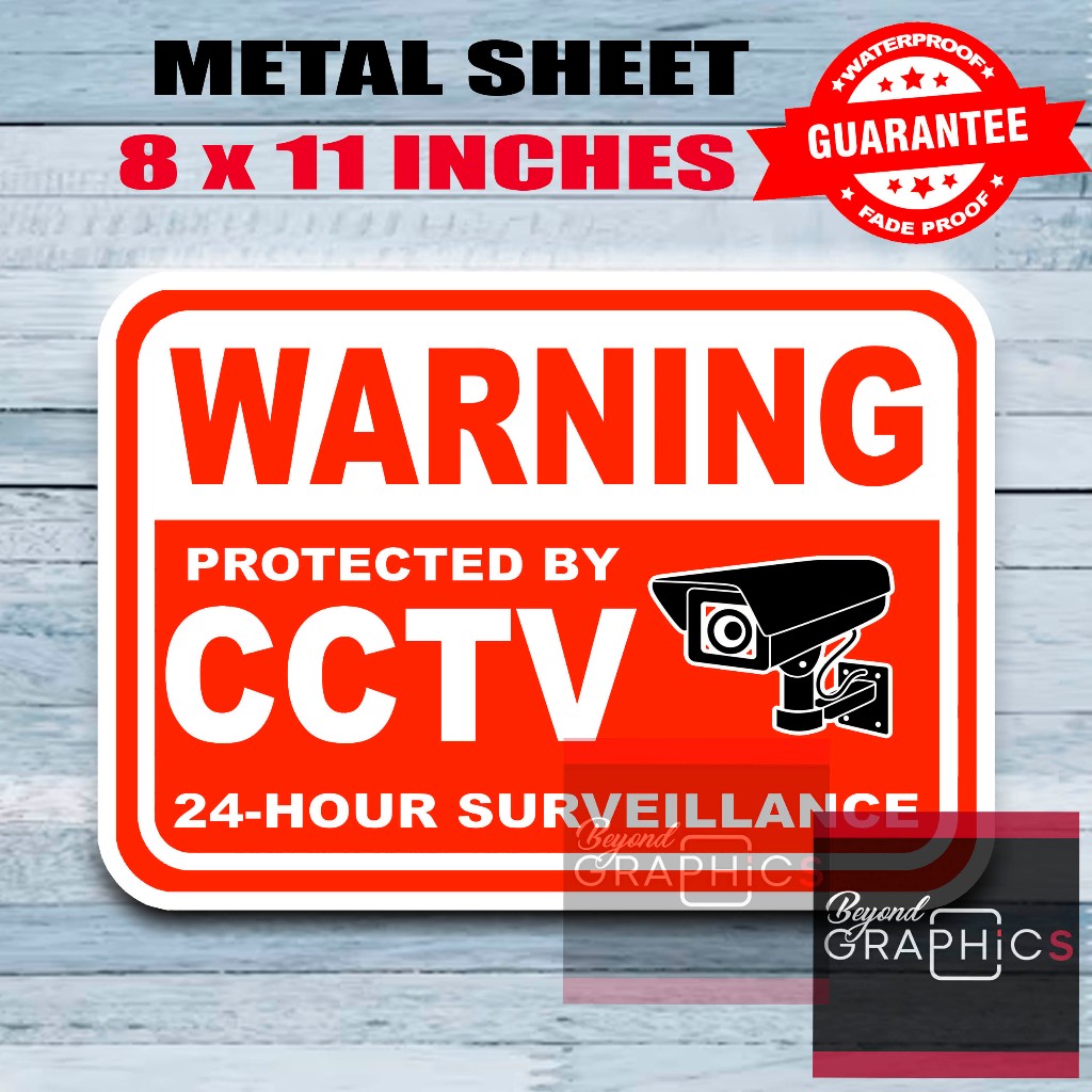 BG CCTV Protected By Warning Sign PVC Sticker Metal Sheet Shopee Malaysia