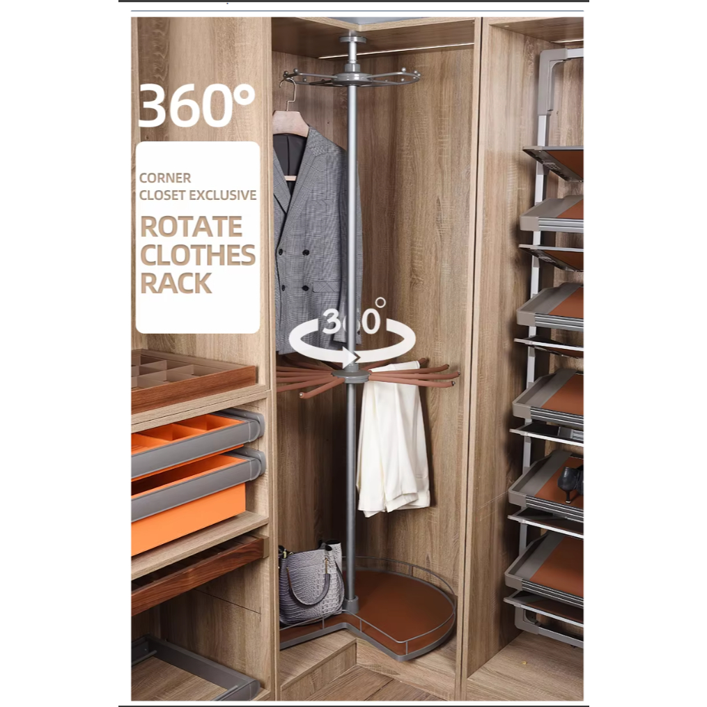 Walk in closet organizer / Corner Wardrobe Rotating Rack / Wardrobe ...