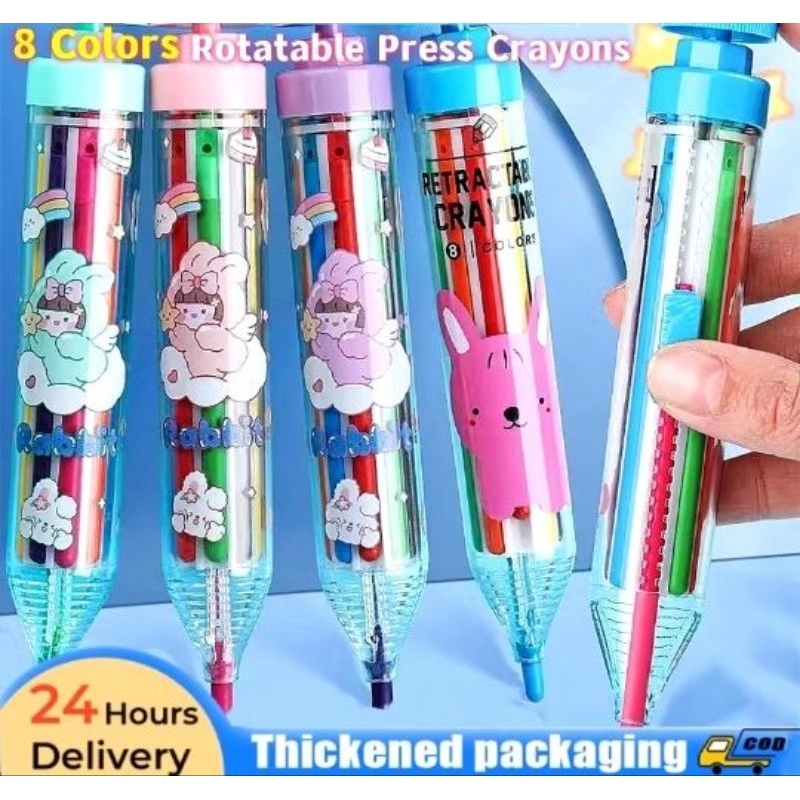 8 in 1 Multi-Color Crayons Retractable Crayons Art Graffiti Painting ...
