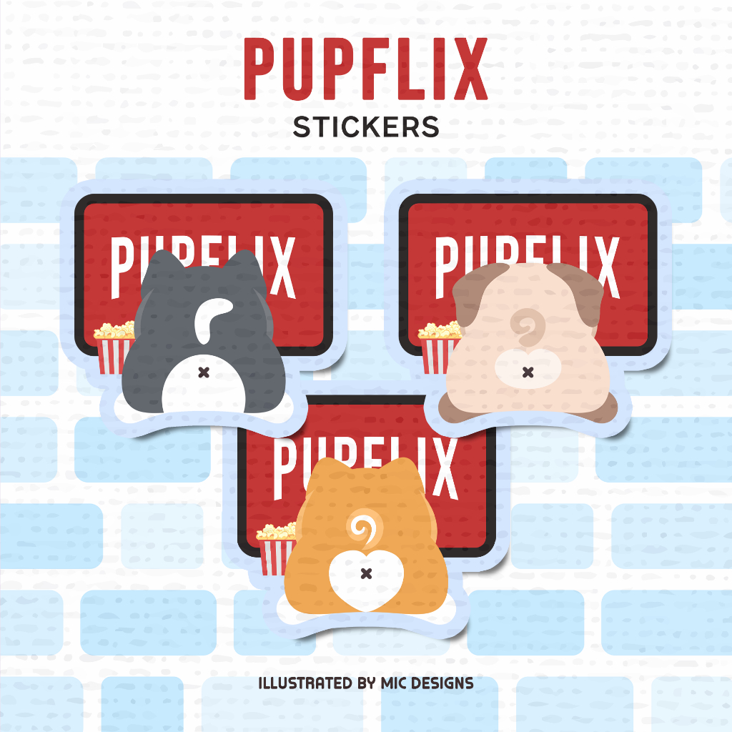 Pupflix Vinyl Sticker Pack (3pcs) | Dog Netflix Binge Waterproof Laptop ...