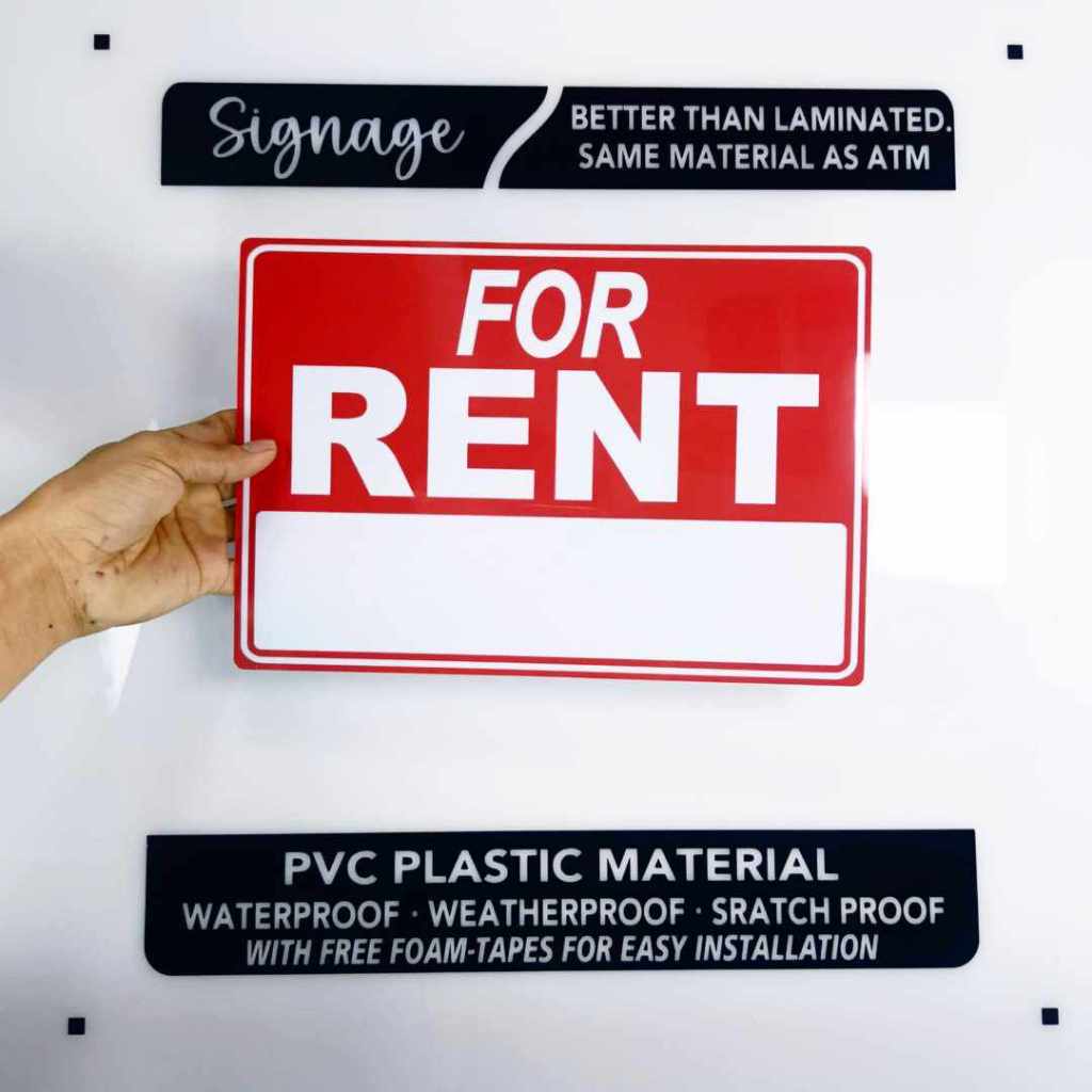 SIGNAGE - FOR RENT SIGN - RED SIGN - PVC PLASTIC MATERIAL | Shopee Malaysia