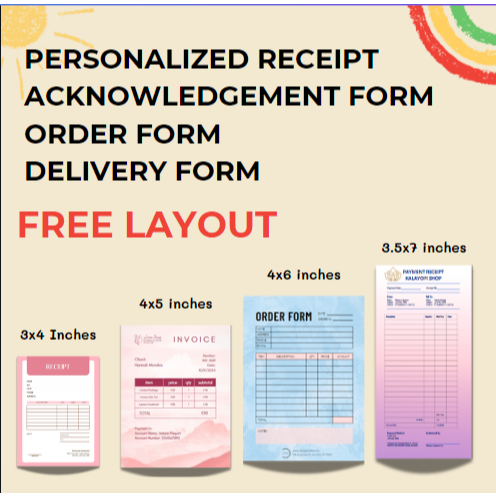 Personalized Receipt/Order form/Acknowledgement Form/Delivery Form ...