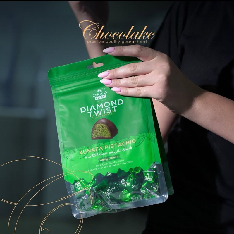 KUNAFA PISTACHIO Choco Lake Diamond Twist Milk Chocolate