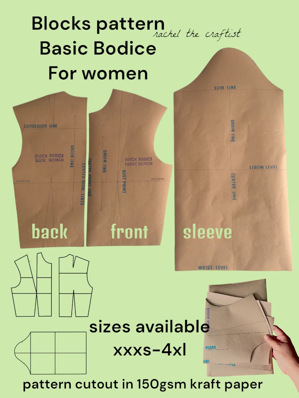 Basic Blocks bodice pattern with sleeve for Woman | Shopee Malaysia