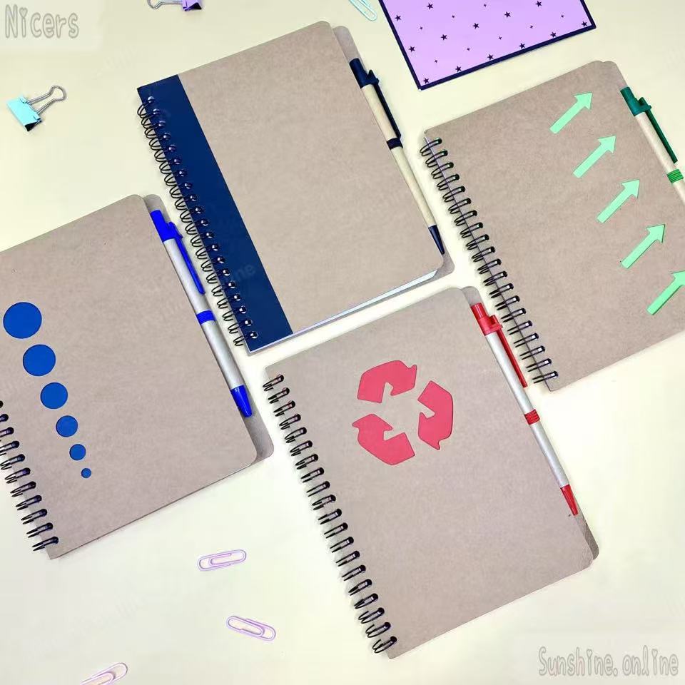 Spring Notepad Classic Stationery Wood Design Notes with Pen | Shopee ...