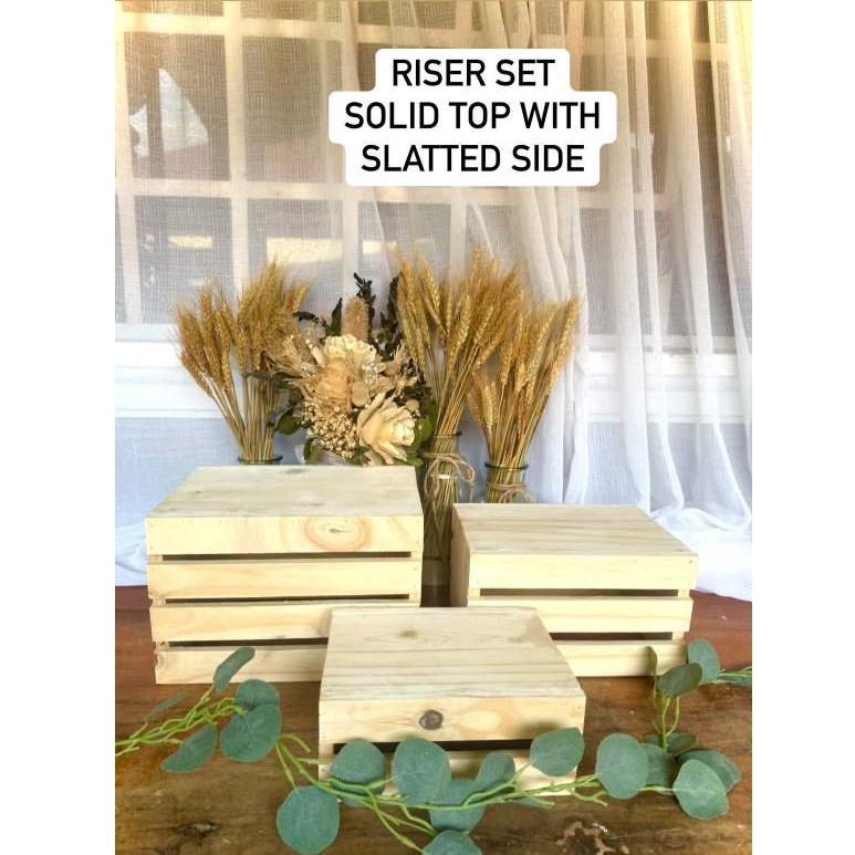 Wooden Riser with Slatted Side, Crate Style Grazing Table Set, Rustic ...