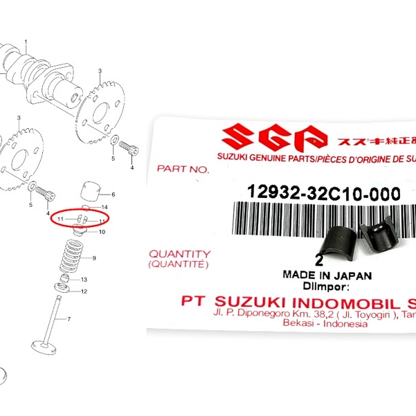 SGP COTTER VALVE RAIDER150 CARB | Fi 12932-32C10-000 (2PCS) | Shopee ...