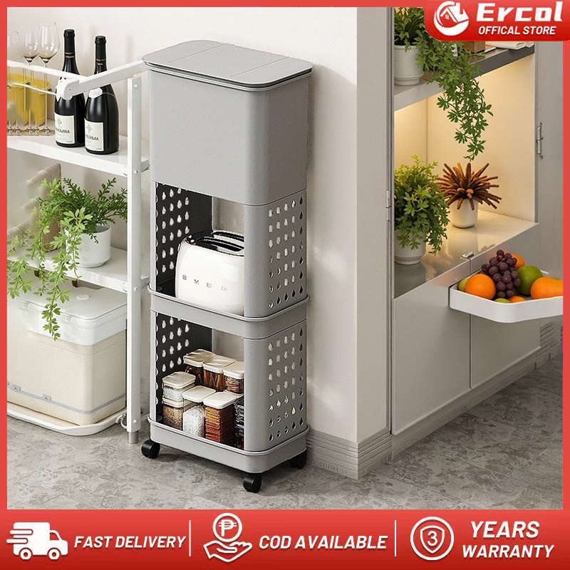 3 Layer Kitchen Trash Can With Storage Rack Floor Standing Classified ...