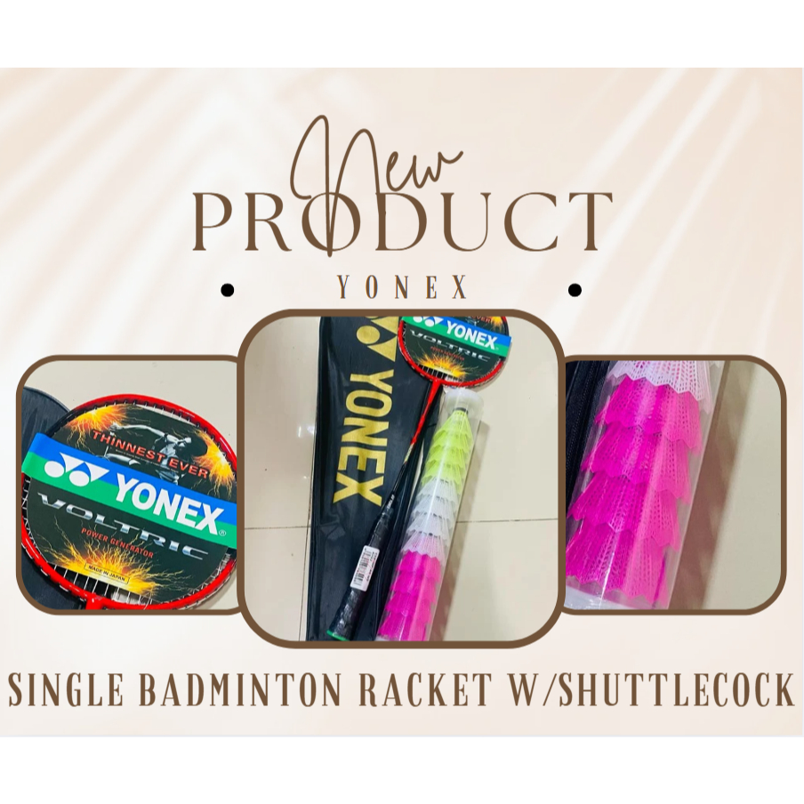 Single Yonex Badminton Racket with Coloured Shuttlecock(12pcs)(RANDOM ...