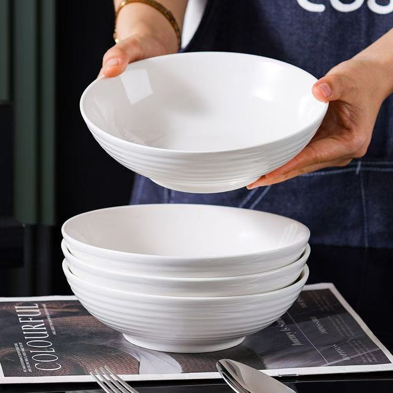 OFNATURE White Ceramic Serving Bowl 7 inch Soup Deep Bowl for Pasta ...