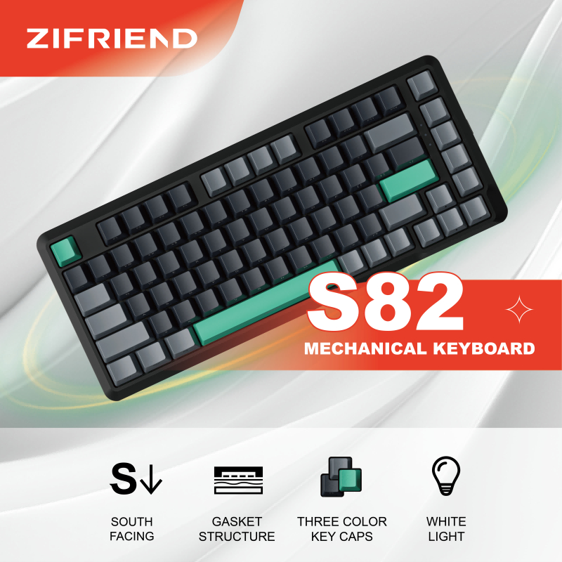 ZIFRIEND S82 Wired Mechanical Keyboard Gasket for gaming compact 82 ...