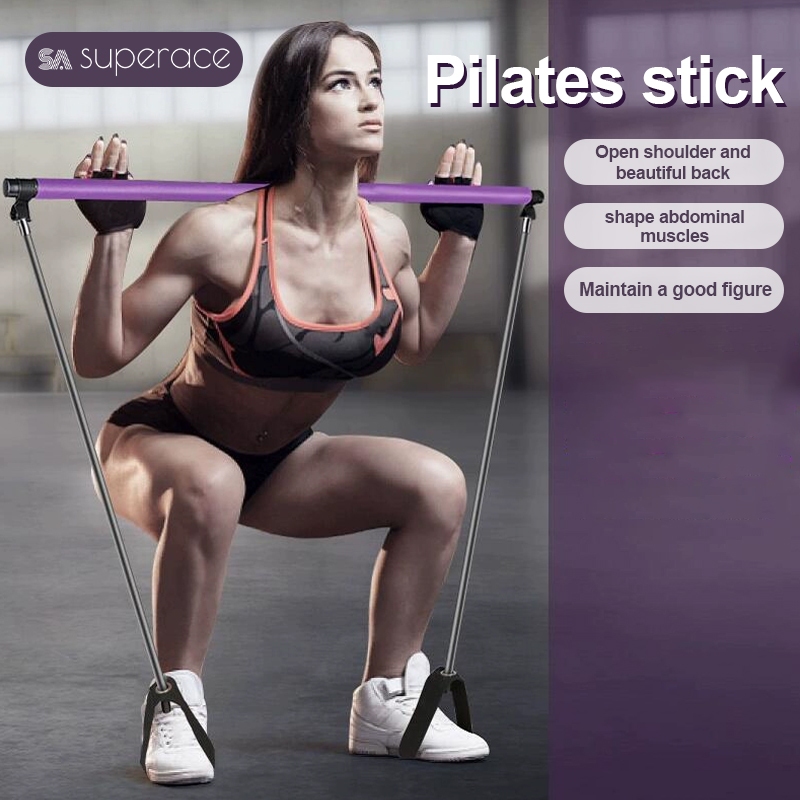 Portable Yoga Pilates Bar Bodybuilding Yoga Pilates Stick Exercise Resistance Band Stick Muscle