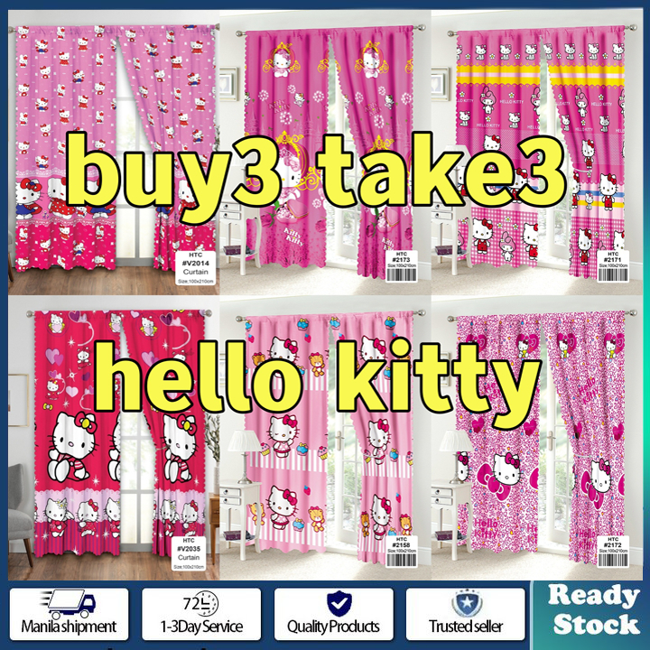 Buy3 take3 Hello Kitty Kurtina Cotton Curtain for Window Door Curtain ...
