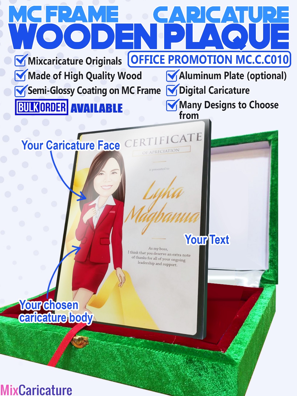 MC FRAME CARICATURE PLAQUE - COATING with DESIGN CODE: MC.C.C010(We ...