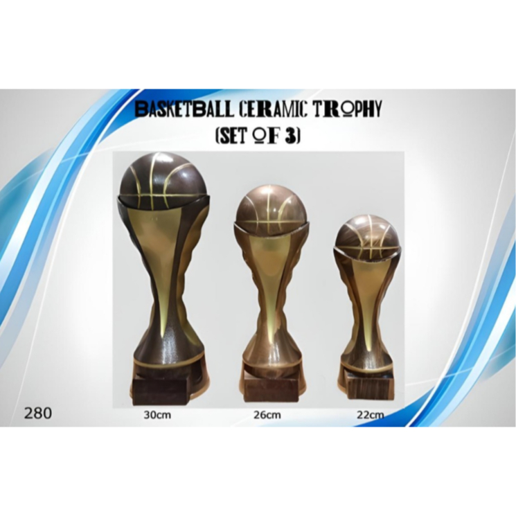 BASKETBALL CERAMIC TROPHY(SET OF 3)HEIGHT 30CM/26CM/22CM(280) | Shopee ...