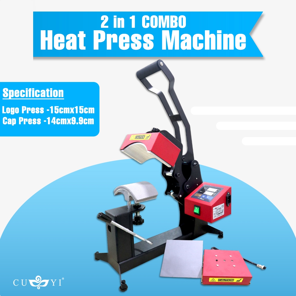 2in1 Combo Machine Cap Press & Logo Press 15x15inches Heavy Duty Combo ...