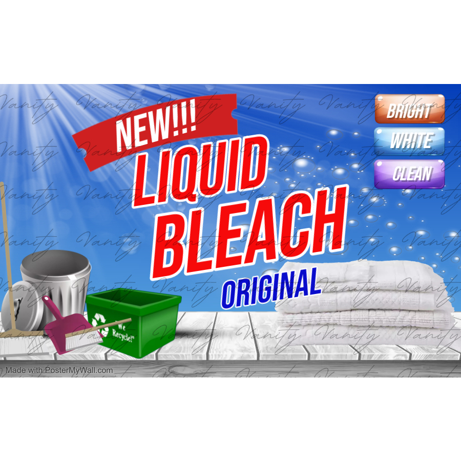 Sticker label for liquid bleach, glossy waterproof (you can customize ...