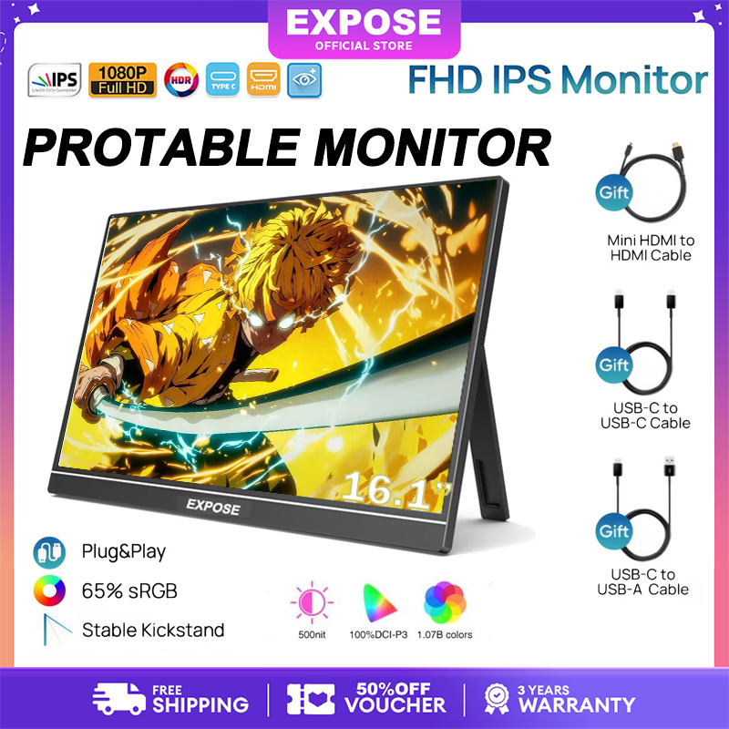 Expose Portable Monitor 16Inch 2560P 4K 144Hz Game Monitor For Laptop ...