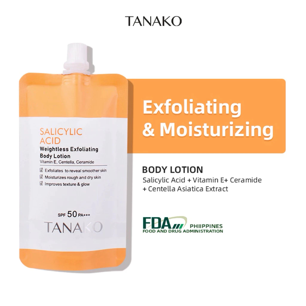 TANAKO Salicylic Acid Exfoliating Body Lotion & Moisturizing Lotion SPF ...