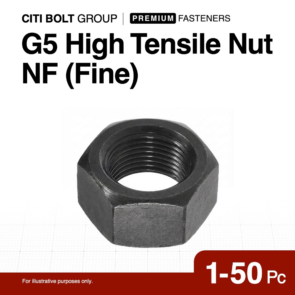 1-50pc Grade 5 High Tensile Hexagonal Nut NF (Black) Fine Thread | HT ...