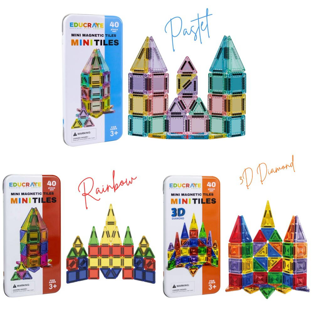 EducratePH 40pc Mini Magnetic Tiles Set with Travel Tin Case | Shopee ...