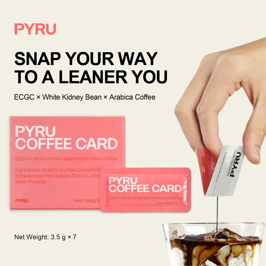 PYRU Coffee Card with EGCG & White Kidney Bean 7 Sachets per Box ...