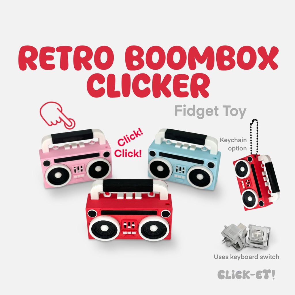 CLICK-ET! Boombox Clicker Keychain by Slycelab 2Buttons 3D Printed Cute ...