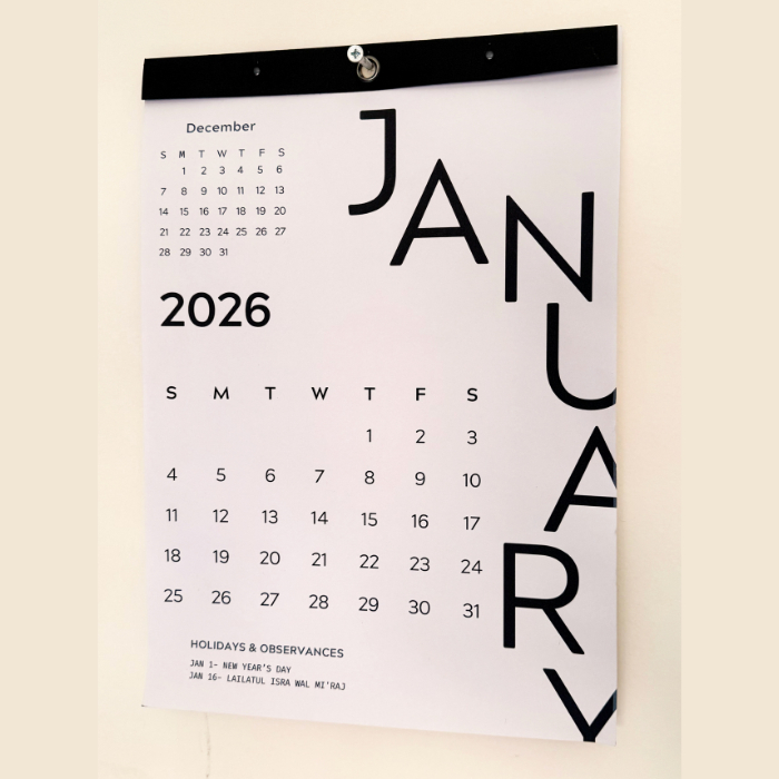 Minimalist and Aesthetic Wall Calendar 2026 A3 White Design | Easy Tear ...