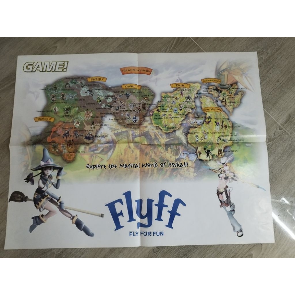 VINTAGE FLYFF (FLY FOR FUN) GAME! MAGAZINE WORLD MAP POSTER VERY INSERT ...