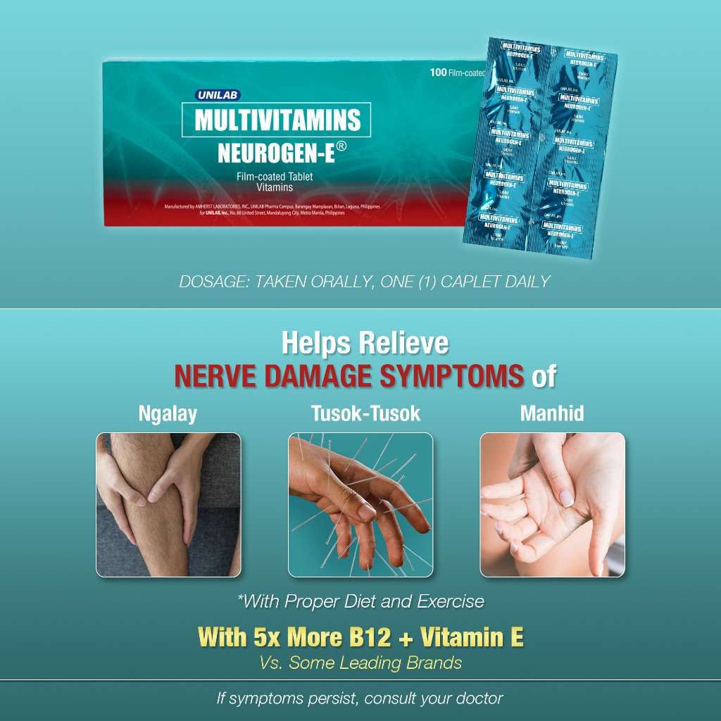 Unilab Neurogen E with Vitamin E and B Complex 100 Tablets - For ...