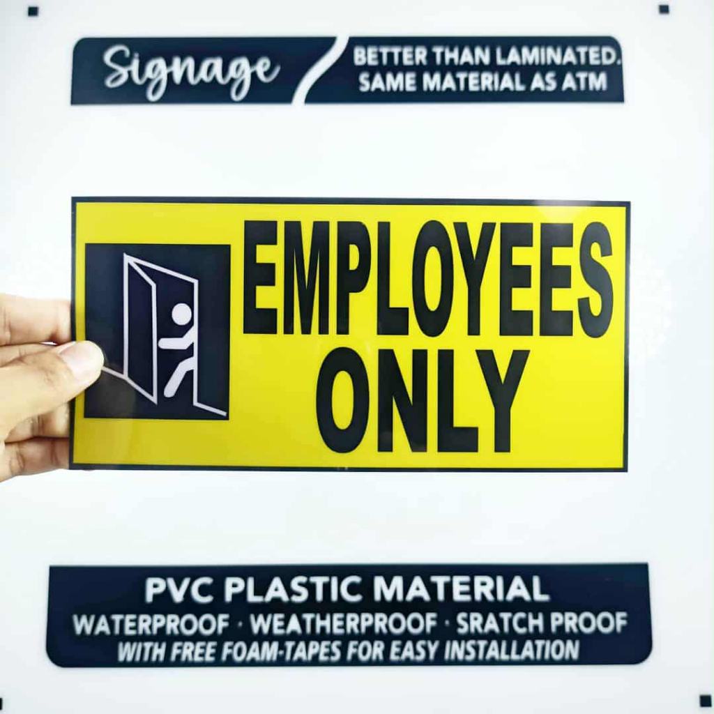 SIGNAGE - EMPLOYEES ONLY - PVC PLASTIC MATERIAL SIGNAGE | Shopee Malaysia