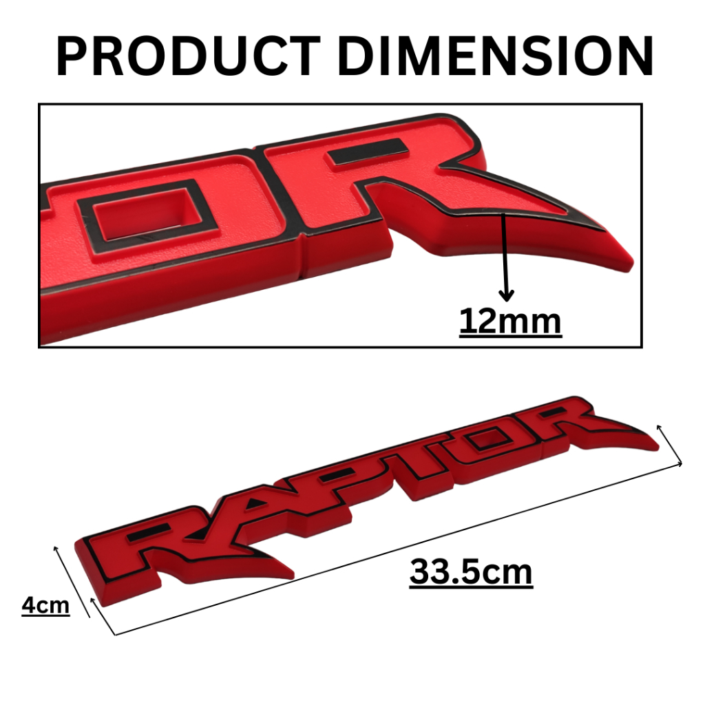 COS 1x Ford Ranger (RAPTOR) Rear Tailgate Decoration Letter Emblem (RED ...
