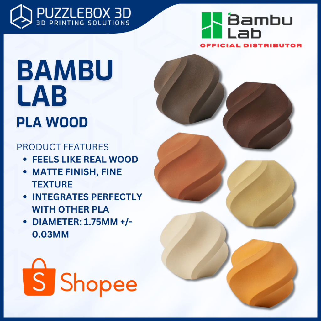 Bambu Lab PLA Wood 3D Printing Filament Natural/Wood-Like Visual and ...