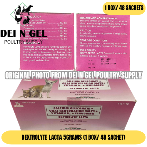 1 BOX / 48 SACHETS UNAHCO Dextrolyte LACTA 5g Sachet | Poultry & Pets ...
