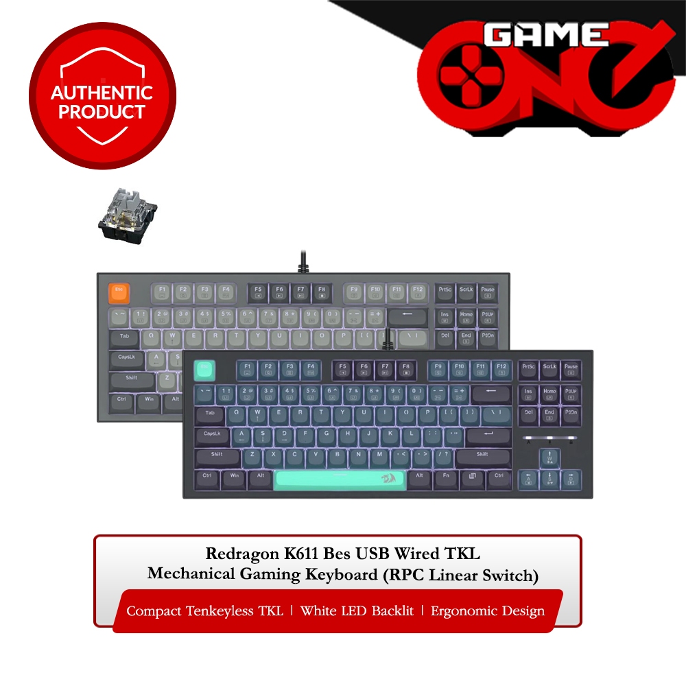 Redragon K611 Bes USB Wired TKL Mechanical Gaming Keyboard (RPC Linear ...