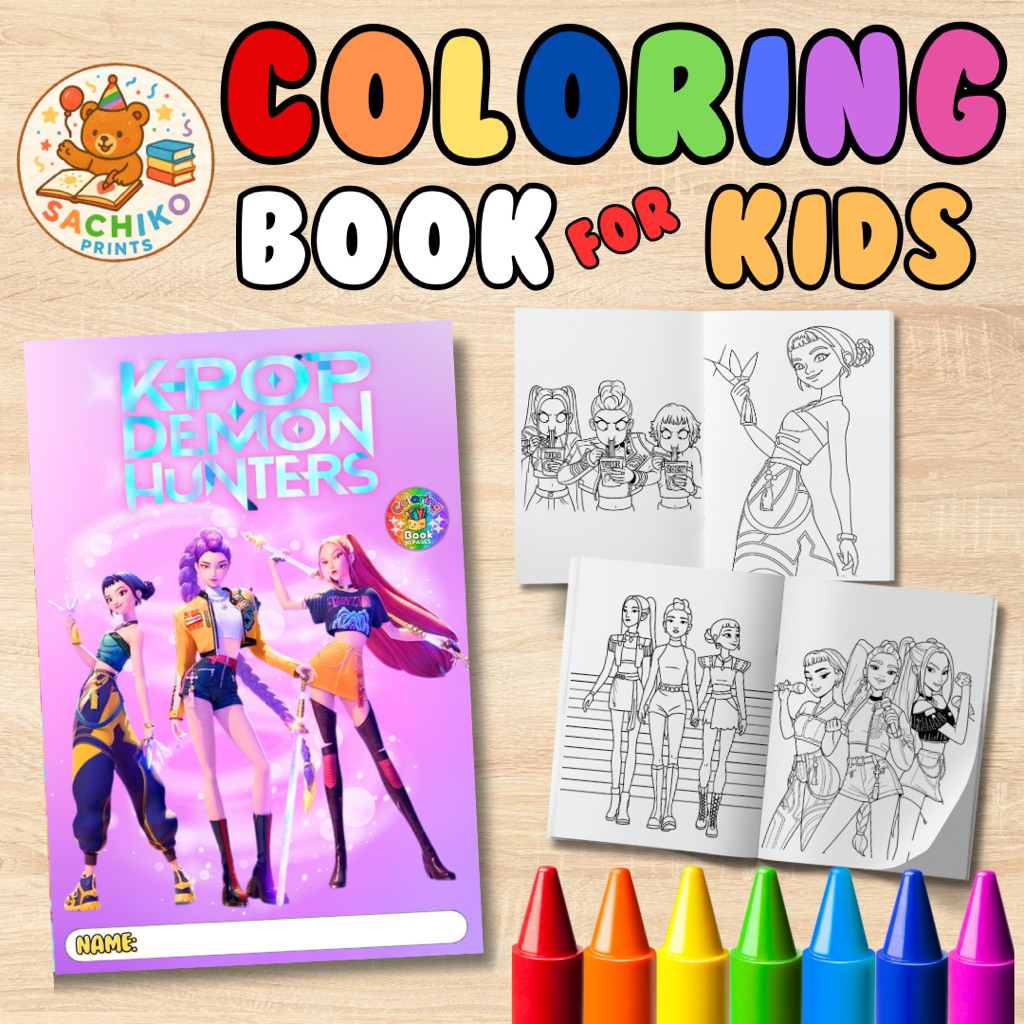 K-POP DEMON HUNTERS HUNTRIX COLORING BOOK BY SACHIKO PRINTS | Shopee ...