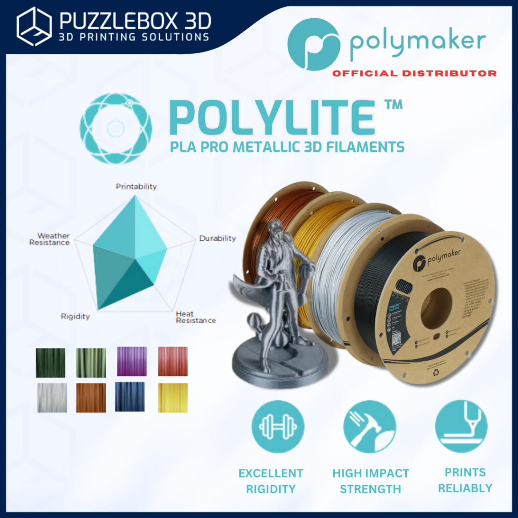 Polymaker PolyLite Metallic PLA Pro 3D Printing Filament High Toughness ...