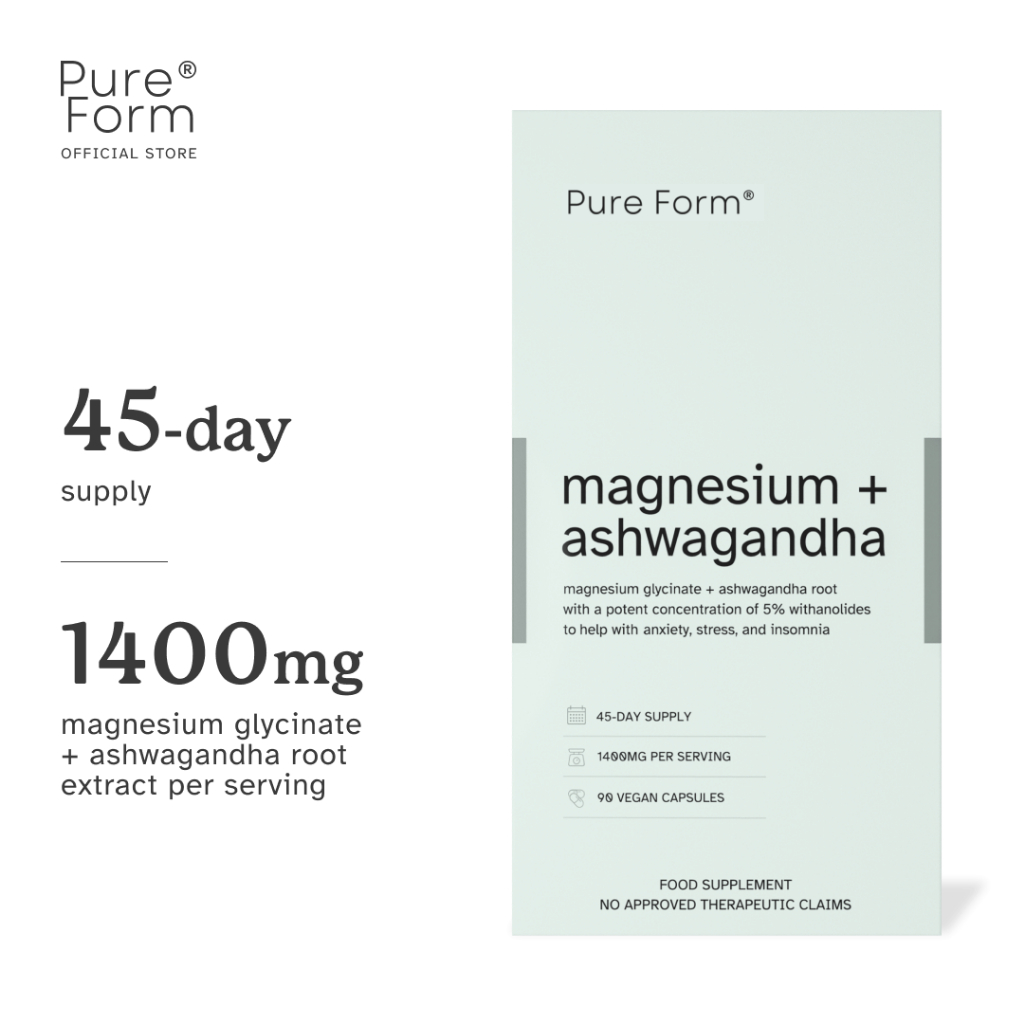 Pure Form Magnesium + Ashwagandha | 1,400mg of Magnesium Glycinate and ...