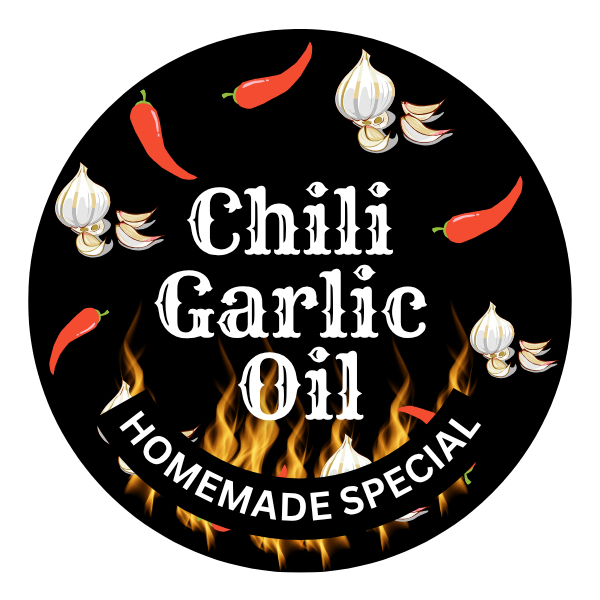 Chili Garlic Oil Sticker Labels 20pcs Round to Use High-Quality Durable ...