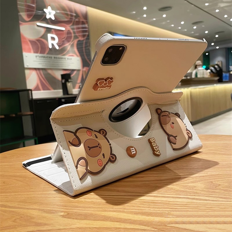 360 Rotating Capybaras Leather Tablet Case iPad Mini 4 5 6 7 Gen 8 9 10 ...