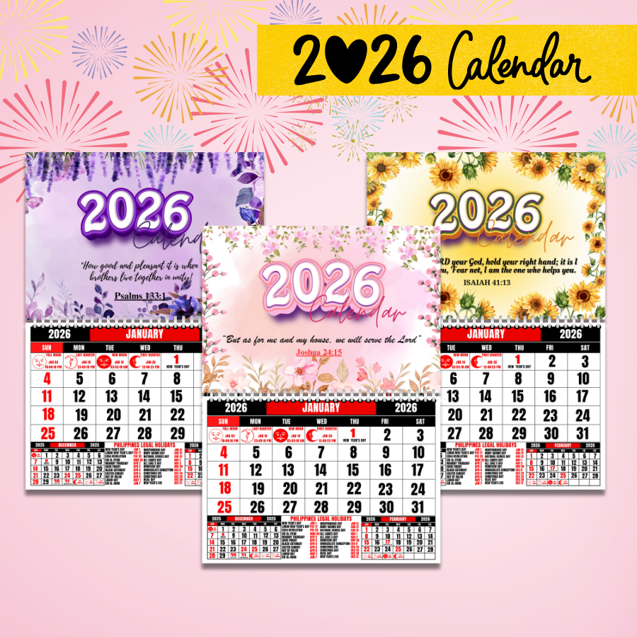 BIBLE VERSE FLORAL CALENDAR 2026 / WALL CALENDAR / A3 SIZE | Shopee ...