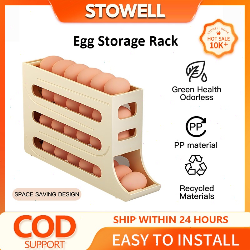 STOWELL 4 Tier Egg Tray Egg Storage Refrigerator Egg Organizer ...