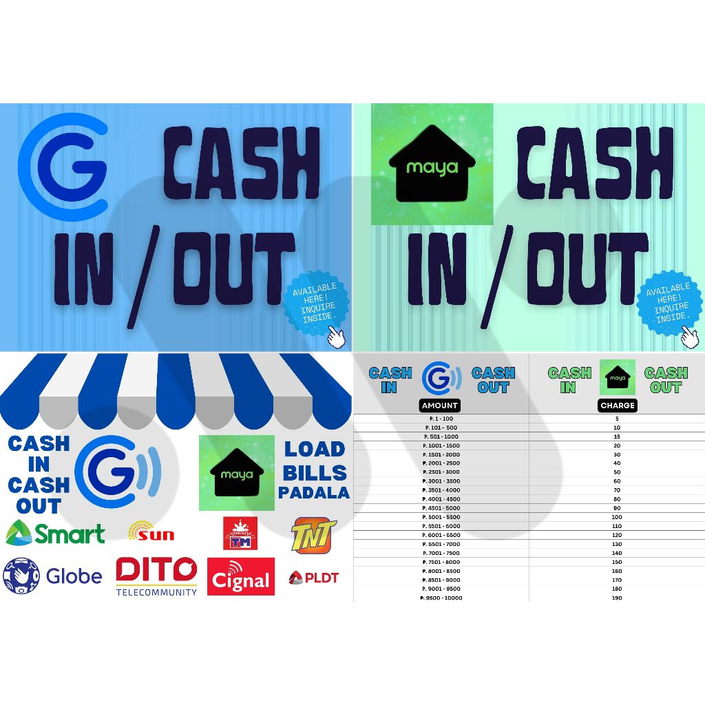 GCash & Maya Cash In / Cash Out Signage A4 Landscape | Laminated ...
